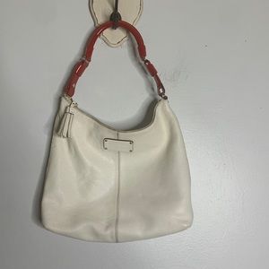 Kate spade white leather hobo purse red strap